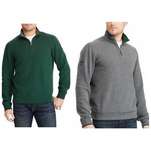 New! POLO RALPH LAUREN Men's Reversible 100% Cotton Sweater Gray Green Half-zip